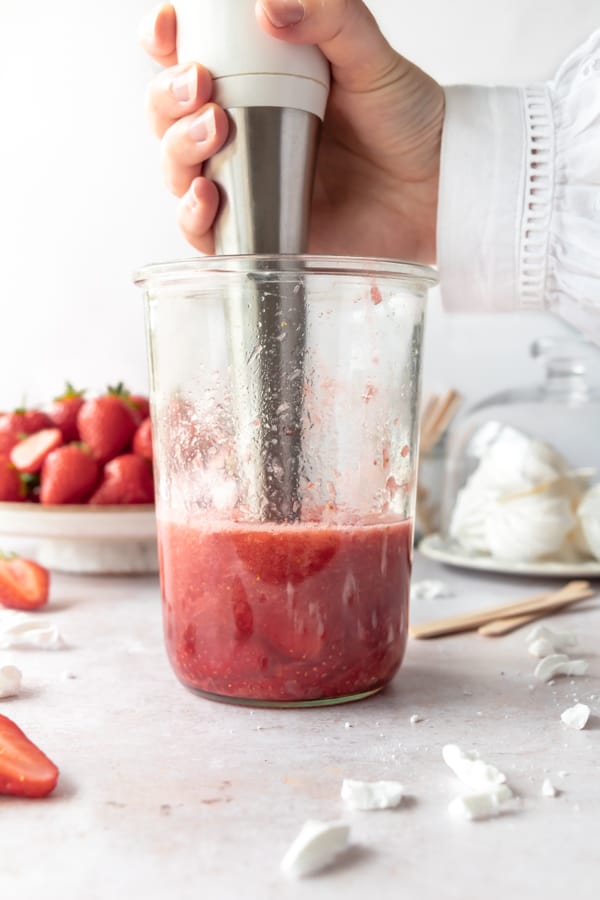 blending strawberry