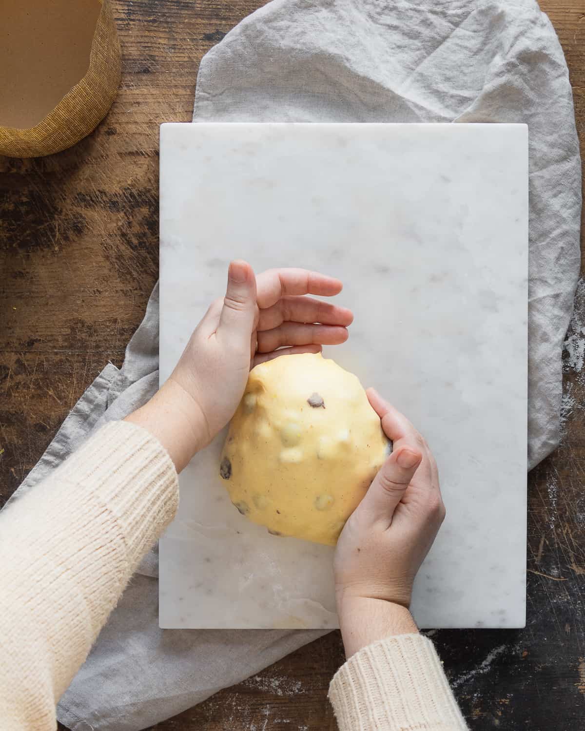 shape the dough for the easy panettone recipe 