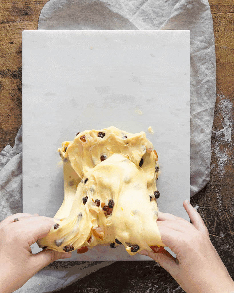 Slap and fold dough for the easy panettone recipe