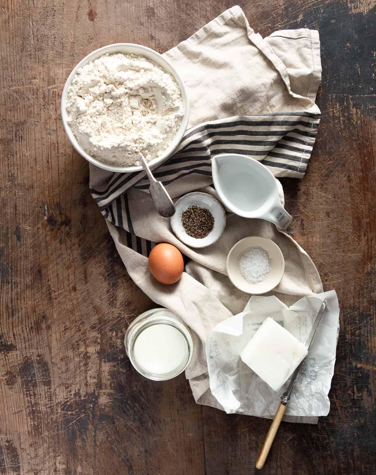 Ingredients on a kitchen towel 