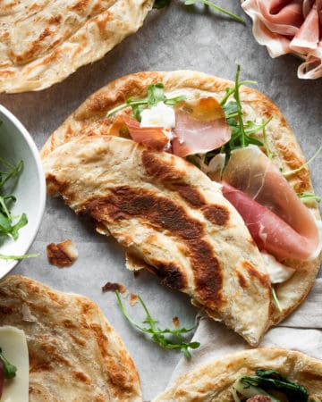 Filled Piadina on paper