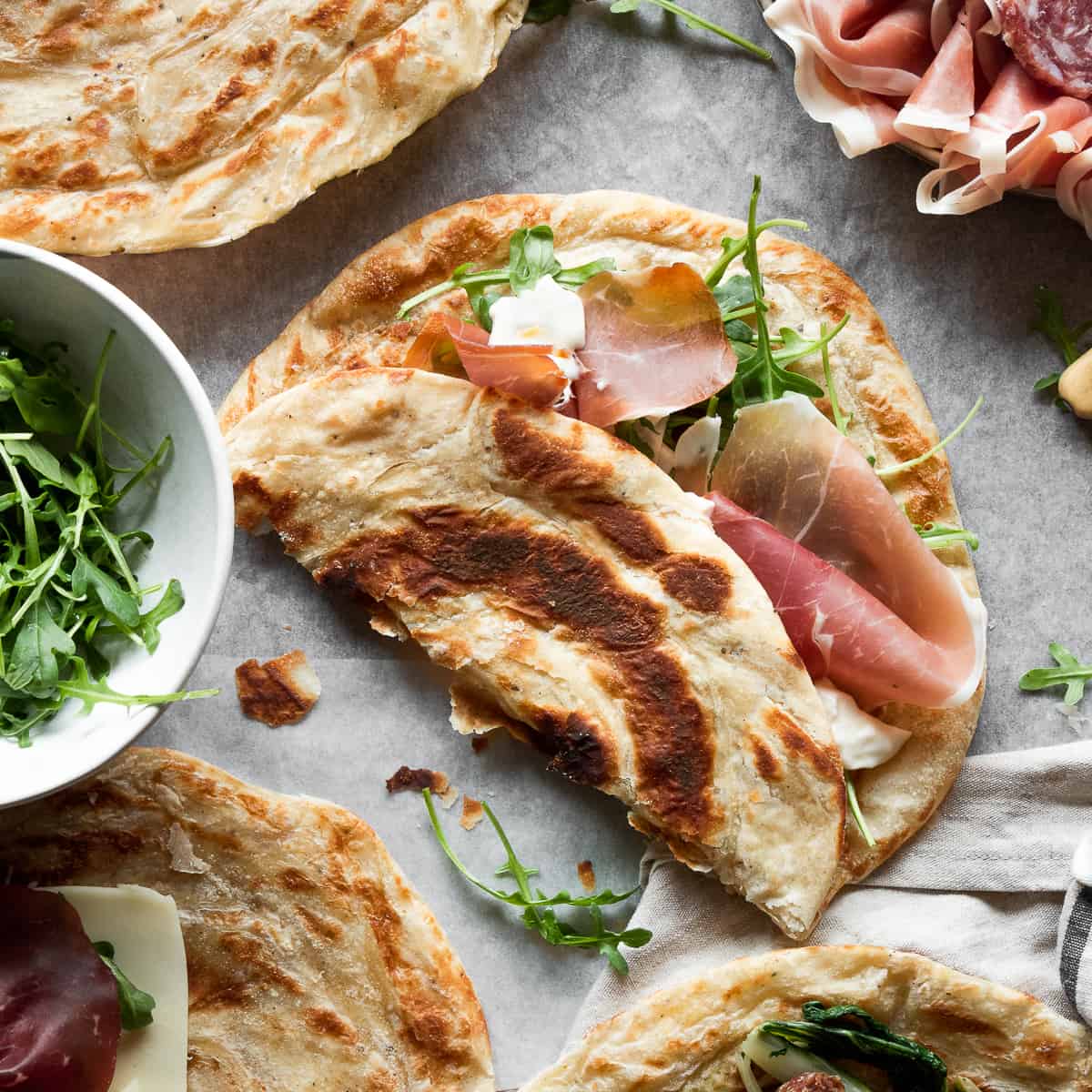 Filled Piadina on paper