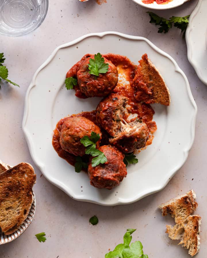 Cheese stuffed meatballs recipe with mortadella •