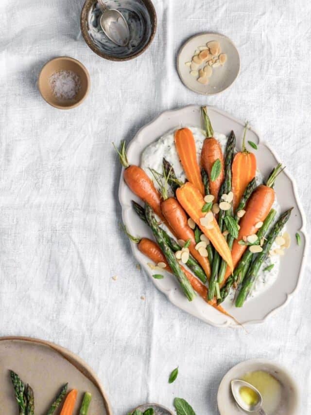 Roasted carrots and asparagus