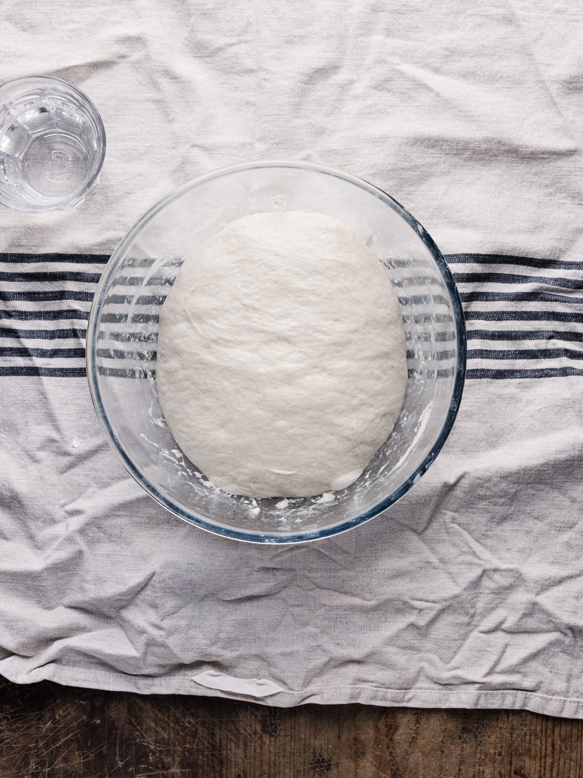 Showing the step on how the dough should like after the rise time.